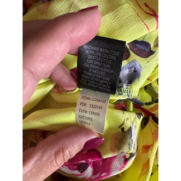 Torrid Neon Floral Yellow Duster Open Kimono Top 1/2 1X 2X Beachy - Picture 7 of 7